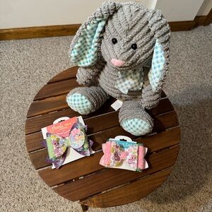 NWOT/ Handmade Easter Hair Clips /Bundle /Gray Plush Bunny